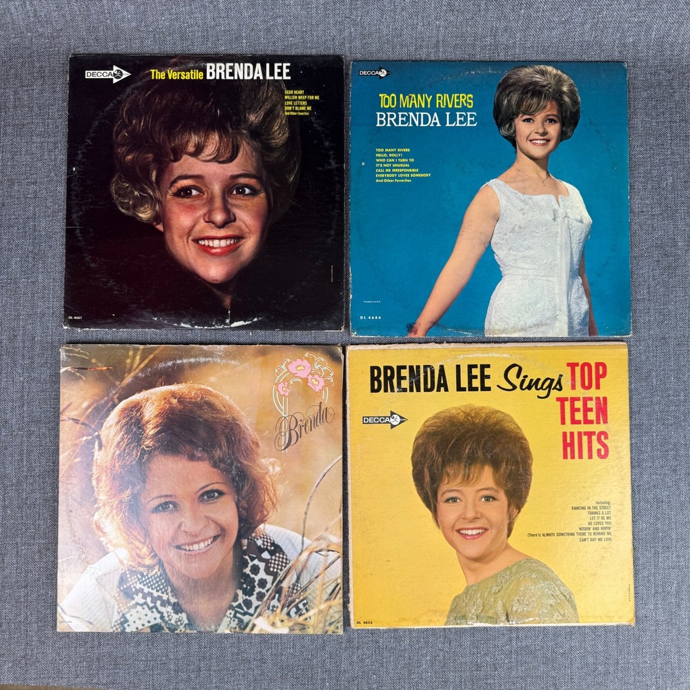 Brenda Lee 4 Vinyl LP Record Lot Too Many Rivers Top Teen Hits Decca - GOOD
